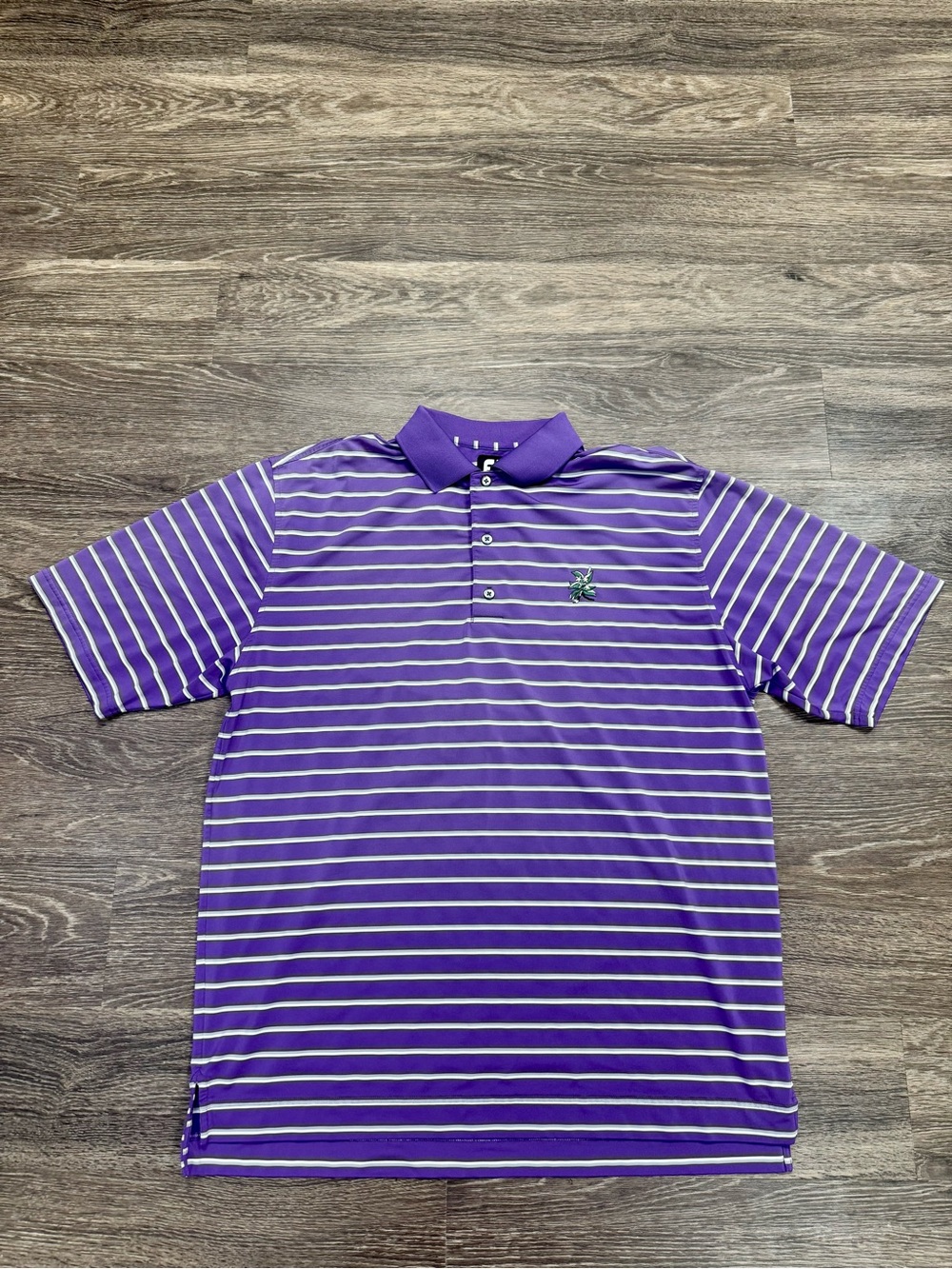 FootJoy FJ Men's XL Purple Striped Performance Golf Polo Embroidered Logo